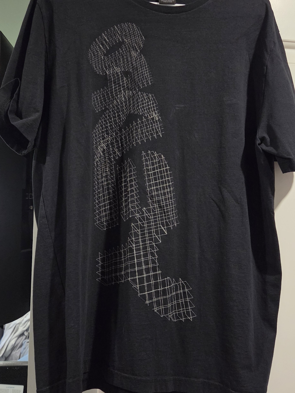 Oakley Black Short-Sleeve Tee with White Vertical Grid Graphic